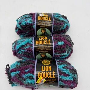 Lot Of 3 Skeins Lion Brand Boucle Snow Cone Color #204 Yarn 2.5oz Rainbow